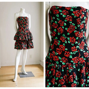 Vintage Bustier Top  Ruffled Puffed Skirt Dress